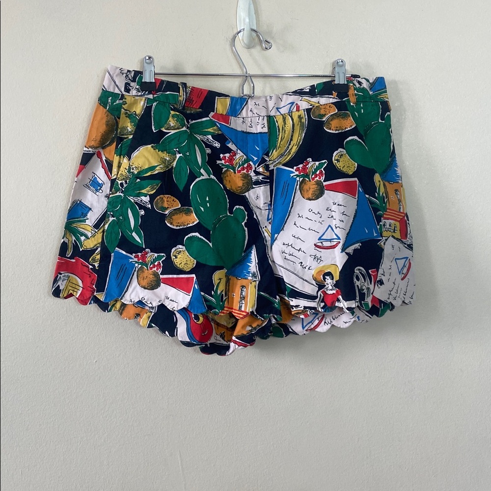 J.Crew Tropical Print Cotton Shorts Palm Tree Vacation Novelty Shorts 12 Summer
